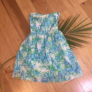 Lilly Pulitzer Strapless Dress Lighthouses Beach